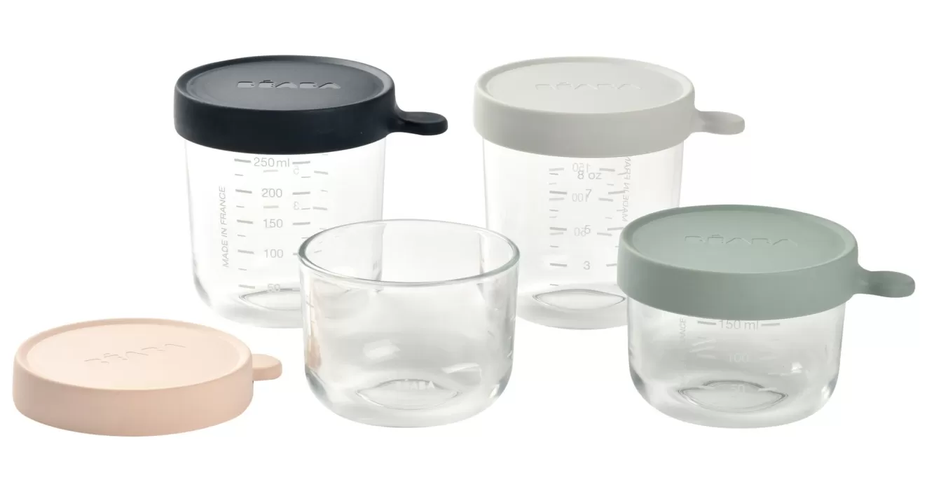 Glass Baby Food Storage Containers Set Of 4 – Eucalyptus | BÉABA Discount