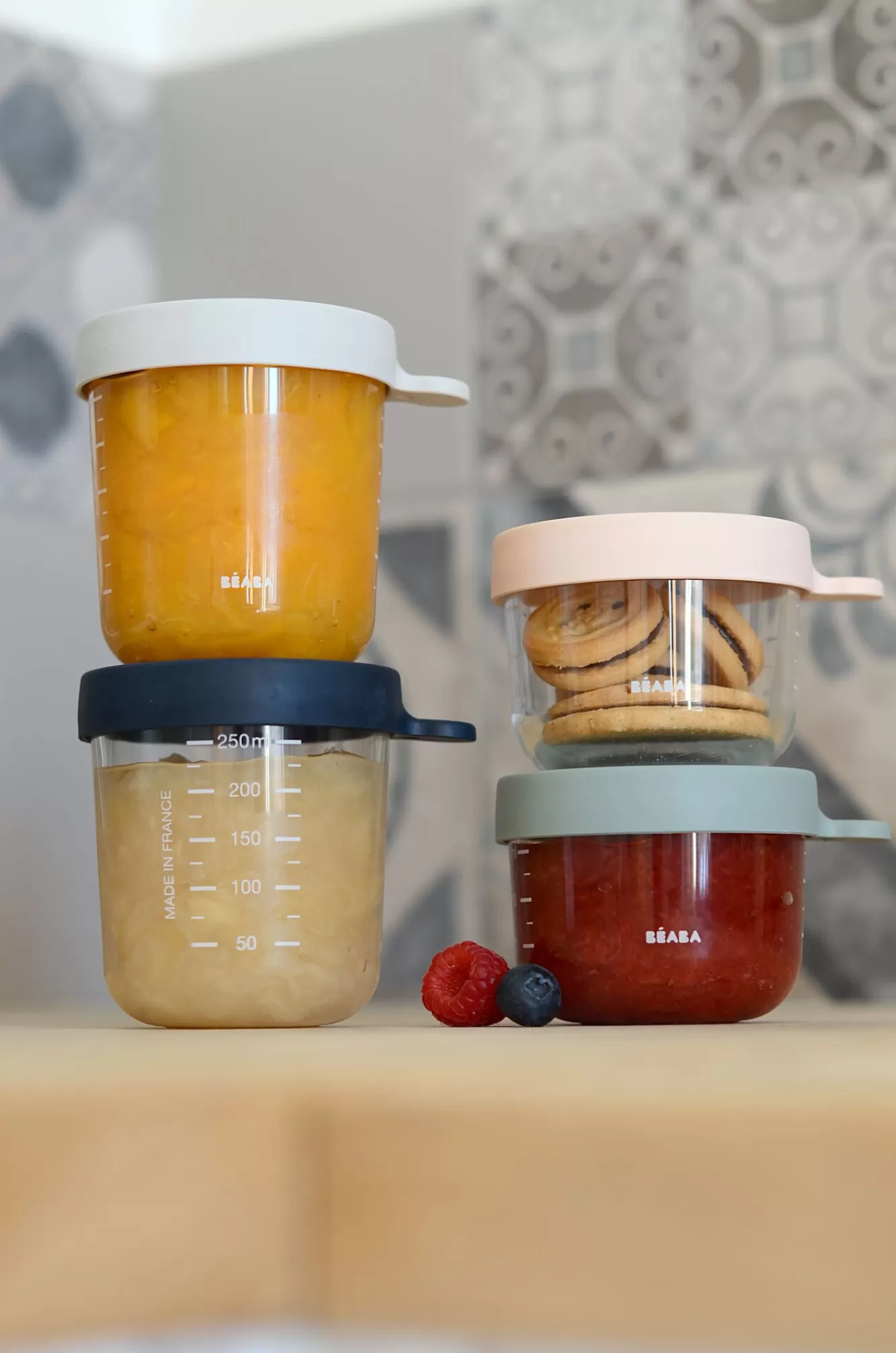 Glass Baby Food Storage Containers Set Of 4 – Eucalyptus | BÉABA Discount