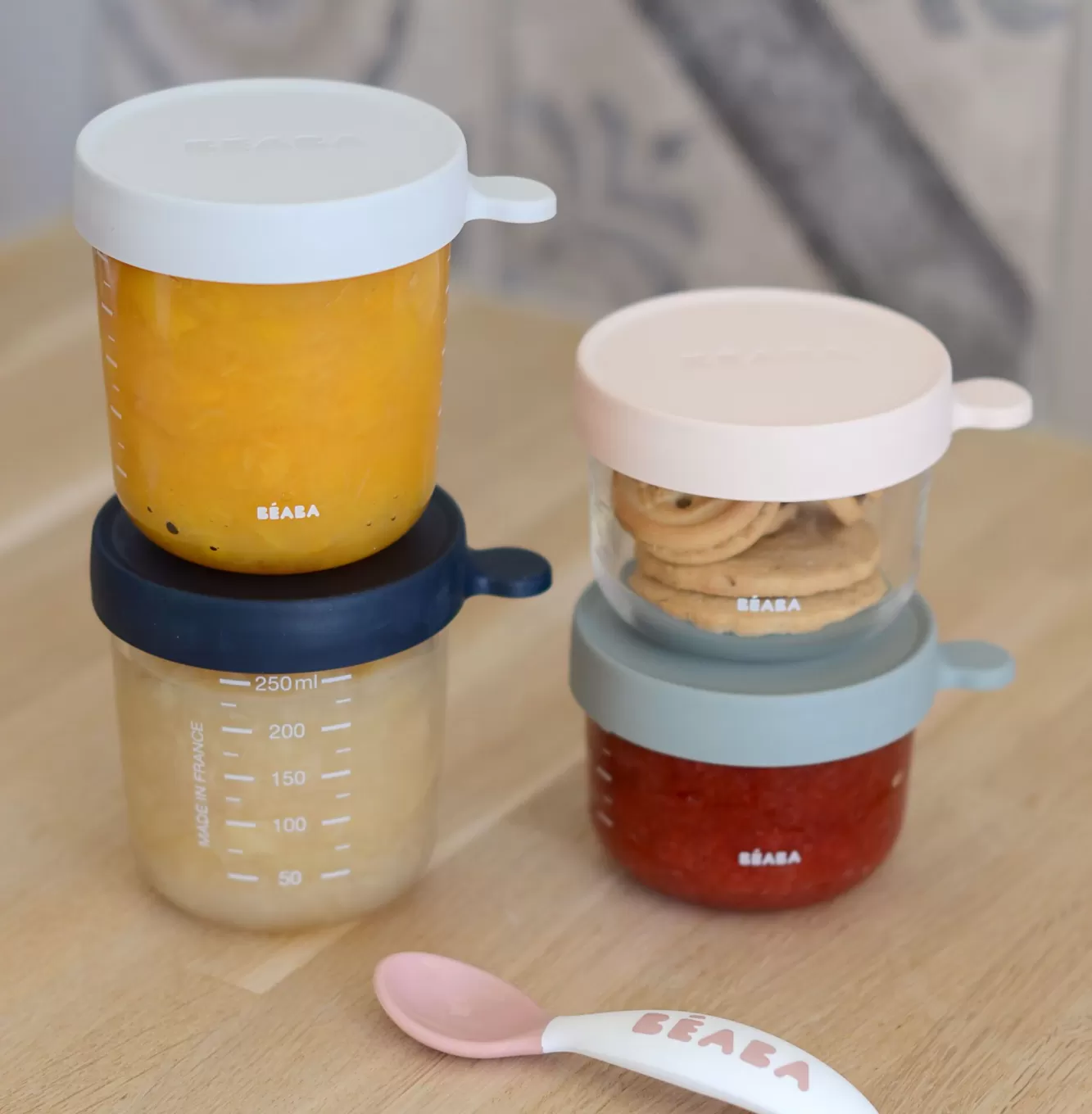 Glass Baby Food Storage Containers Set Of 4 – Eucalyptus | BÉABA Discount