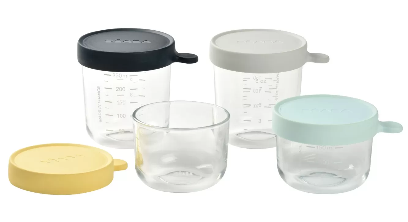 Glass Baby Food Storage Containers Set Of 4 – Pastel | BÉABA Outlet