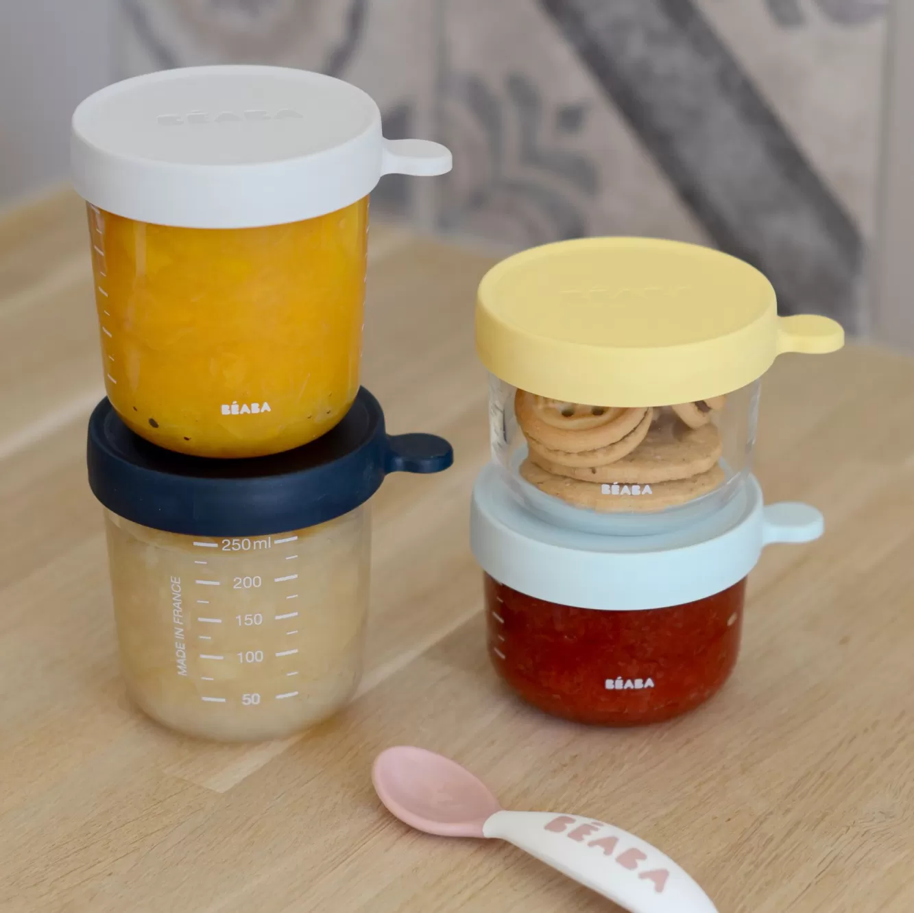 Glass Baby Food Storage Containers Set Of 4 – Pastel | BÉABA Outlet