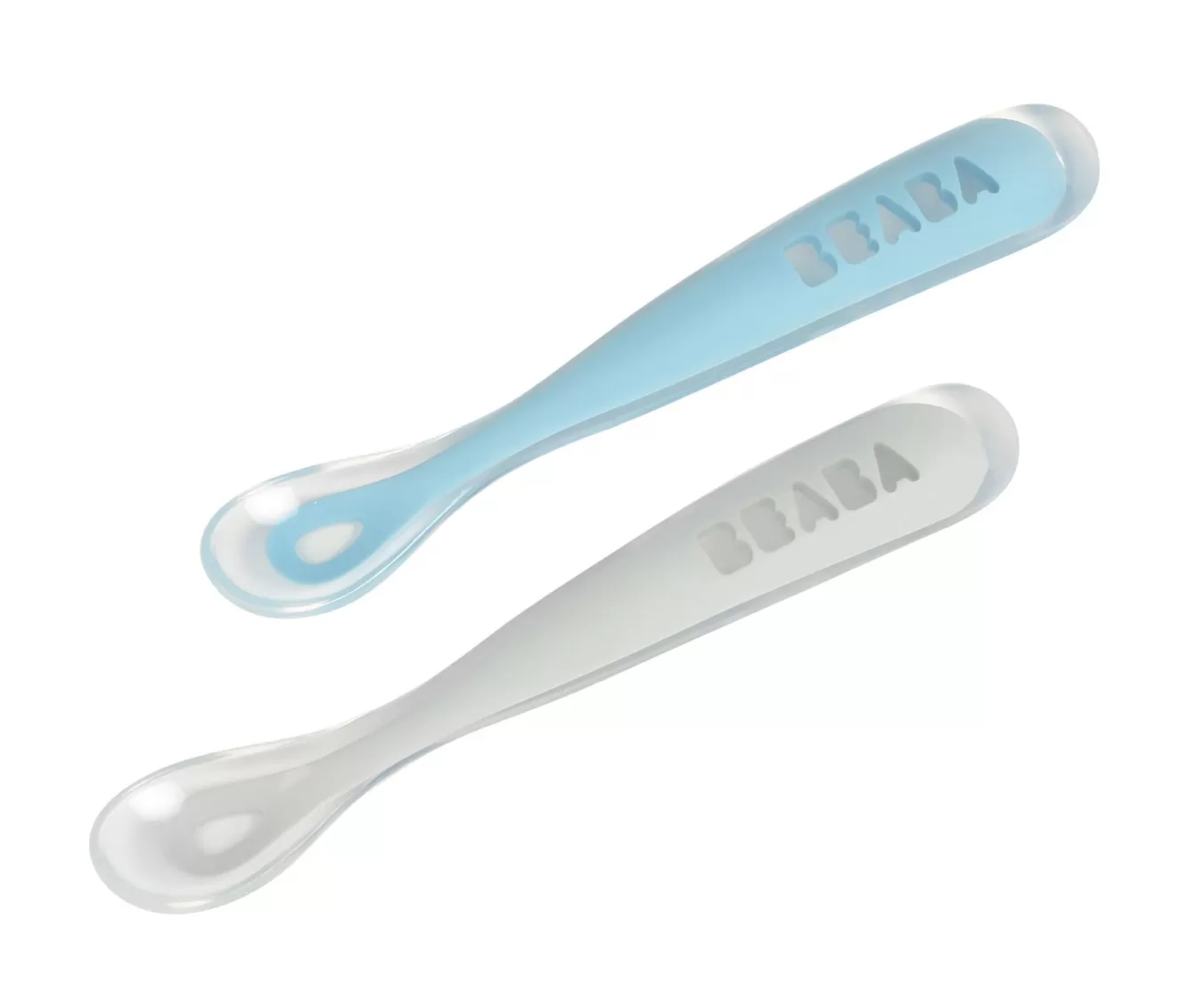 Set Van 2 Siliconen Babylepels + Opbergdoosje Grey/Blue | BÉABA Clearance