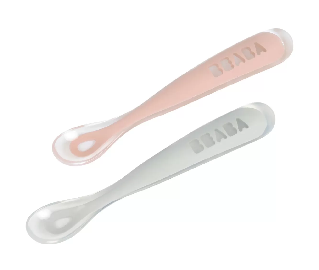 Set Van 2 Siliconen Babylepels + Opbergdoosje Grey/Pink | BÉABA Best Sale