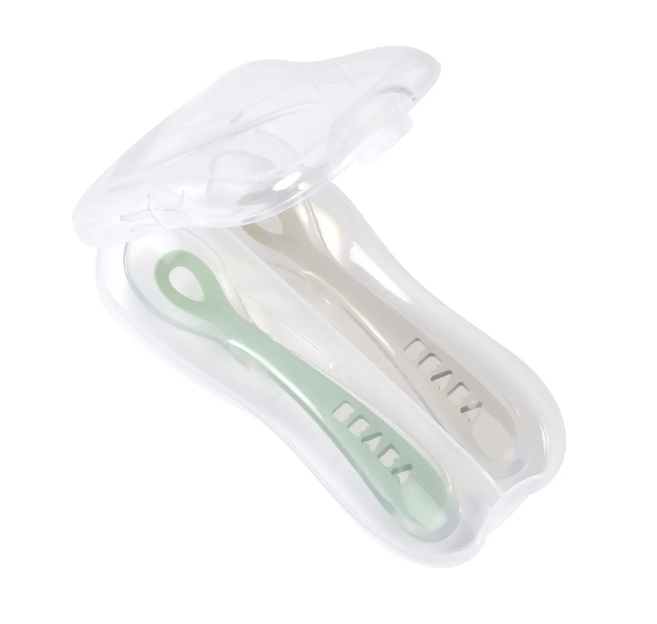 Set Van 2 Siliconen Babylepels + Opbergdoosje Velvet Grey / | BÉABA Discount