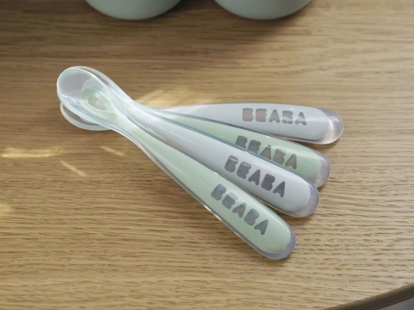 Set Van 4 Siliconen Babylepels Velvet Grey / Sage Green | BÉABA Fashion